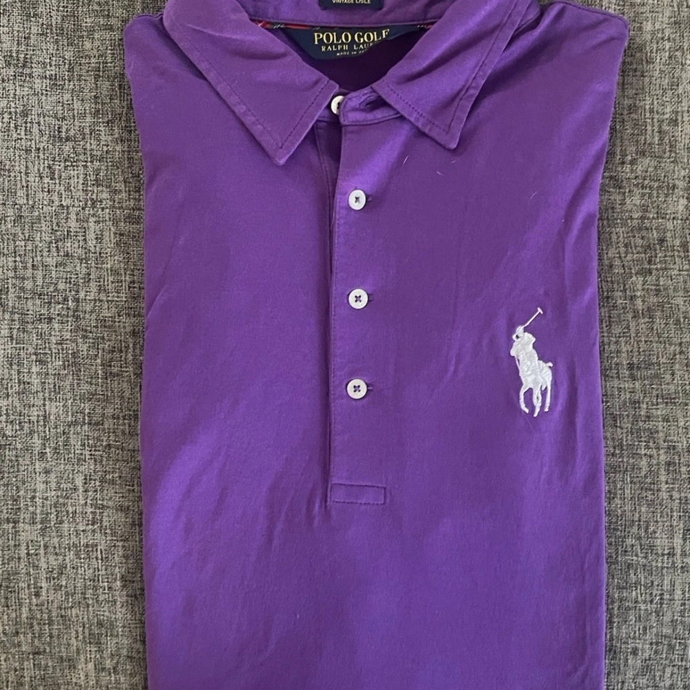 Ralph Lauren Polo Golf Vintage Lisle Short Sleeve Shirt Mens XL Purple - Picture 11 of 11
